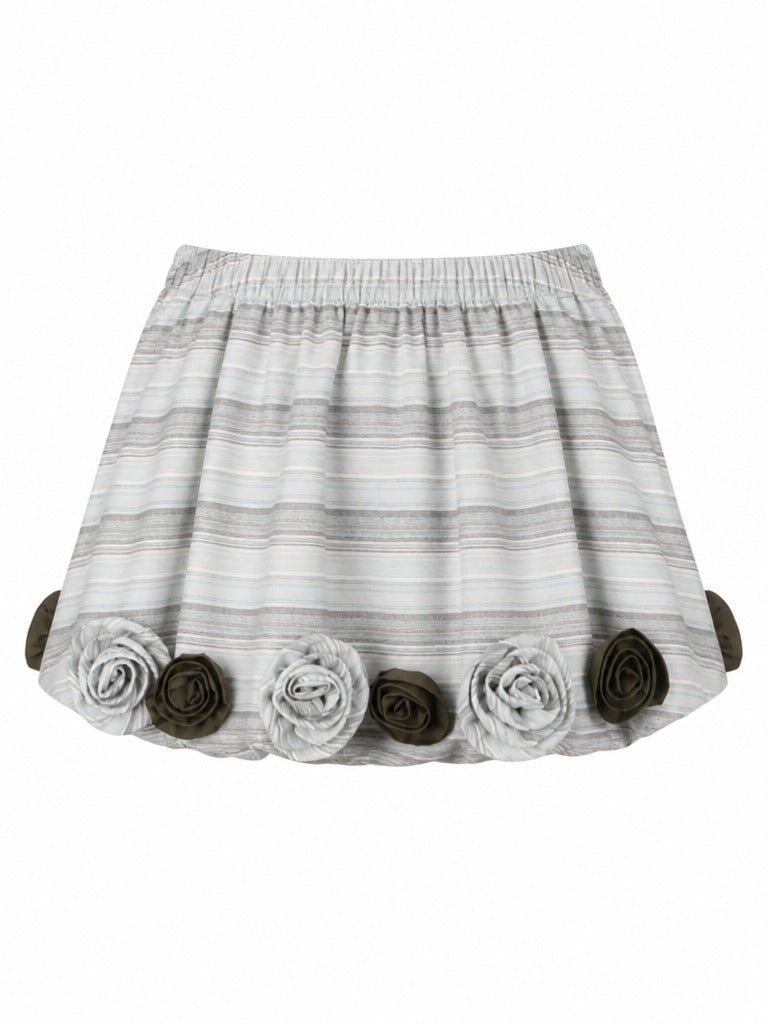Vibrant Striped Flower A-Line Skirt