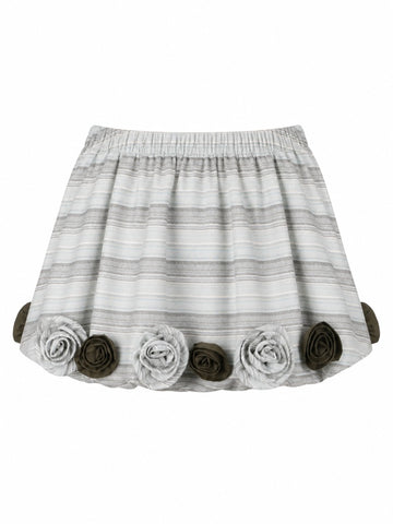 Vibrant Striped Flower A-Line Skirt