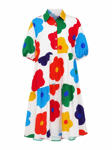 Vibrant Floral Printed Loose Maxi Dress