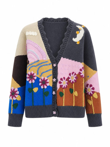 Wanderlust Embroidered Patchwork Cardigan