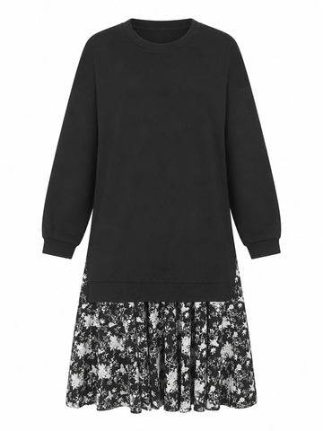 Grounded Floral Layered Midi Dress