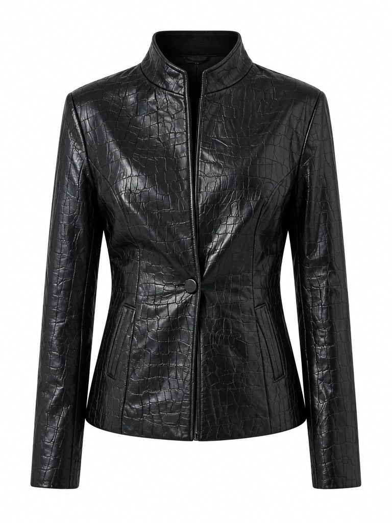 Confident Croc Faux Leather Blazer