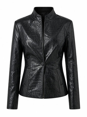 Confident Croc Faux Leather Blazer