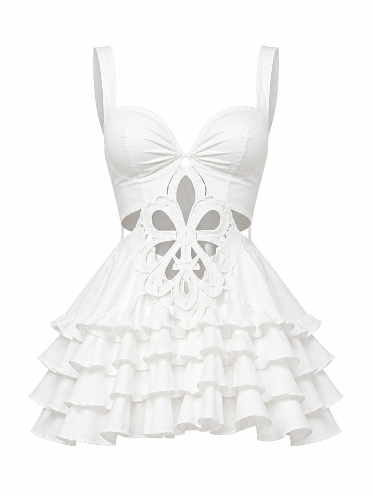 Audacious Cutout Ruffle Mini Dress