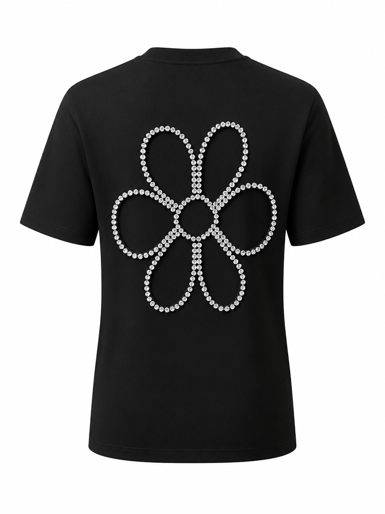 Audacious Diamond Flower Cutout T-Shirt