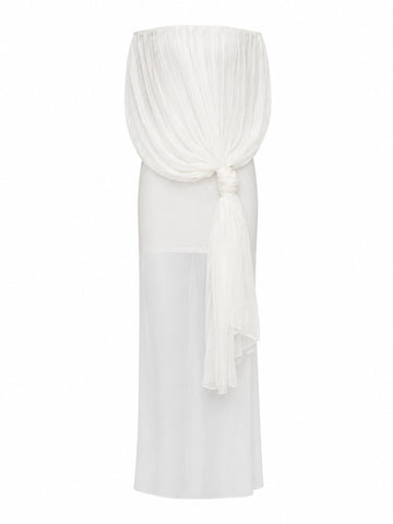 Ethereal Draped Sheer Maxi Dress