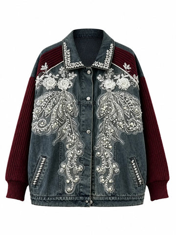 Radiant Beaded Patchwork Denim Jacket