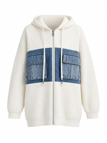 Adventurous Patchwork Hooded Cardigan