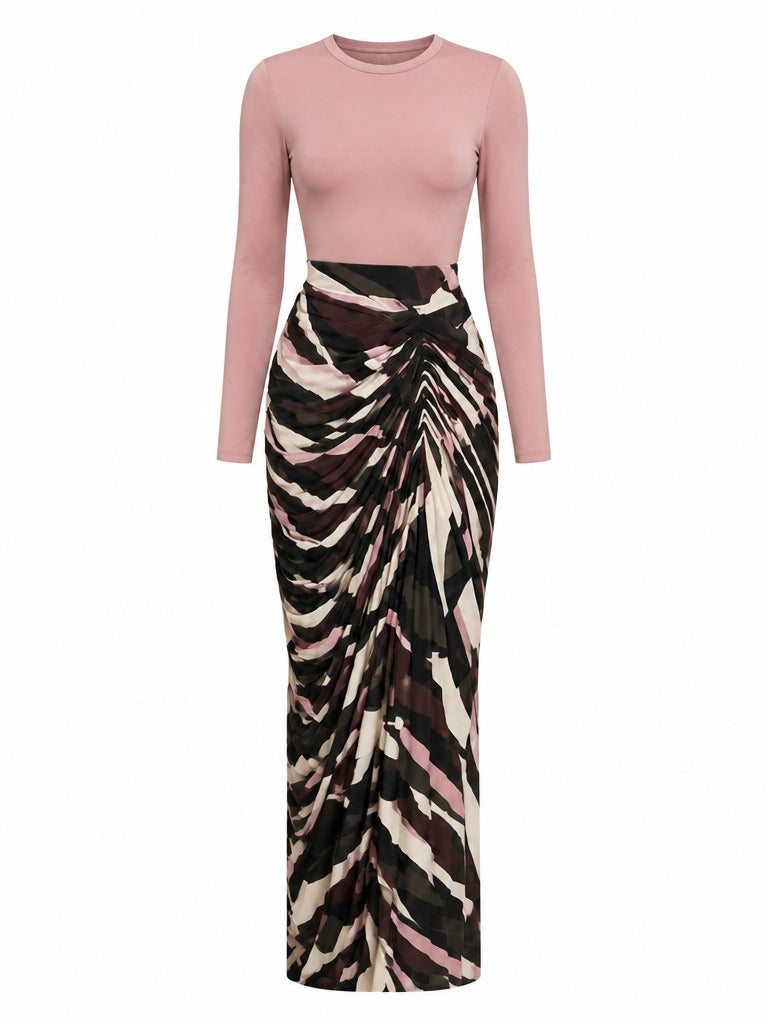 Radiant Ruched Patterned Maxi Dress