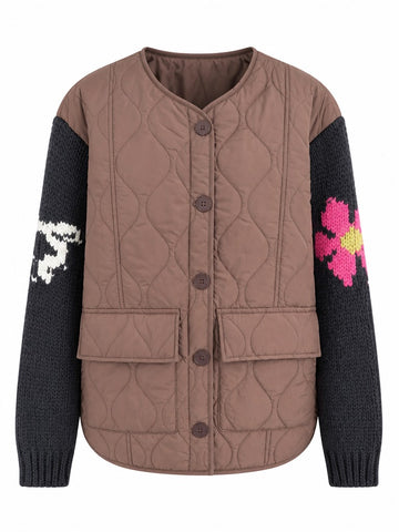 Vibrant Patchwork Knit Quilted Cardigan
