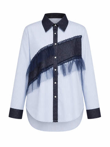 Unique Mesh Striped Blouse
