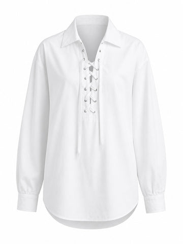Liberated Loose Lace-Up Blouse
