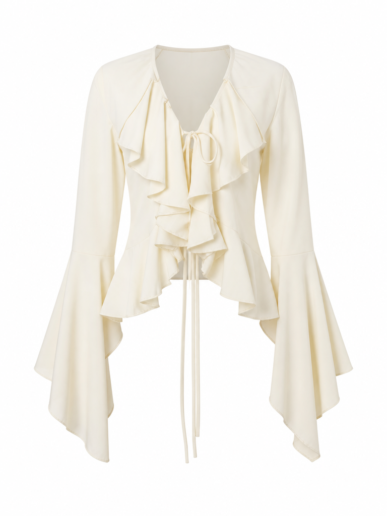Graceful Ruffled Flare Sleeve Blouse