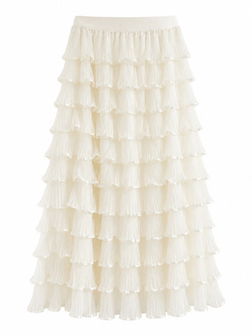 Ethereal Tiered Mesh Maxi Skirt