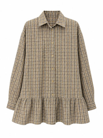 Wanderlust Plaid Ruffled Blouse