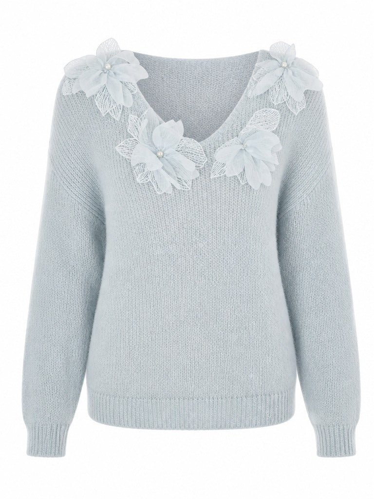 Ethereal Floral Knit Pullover