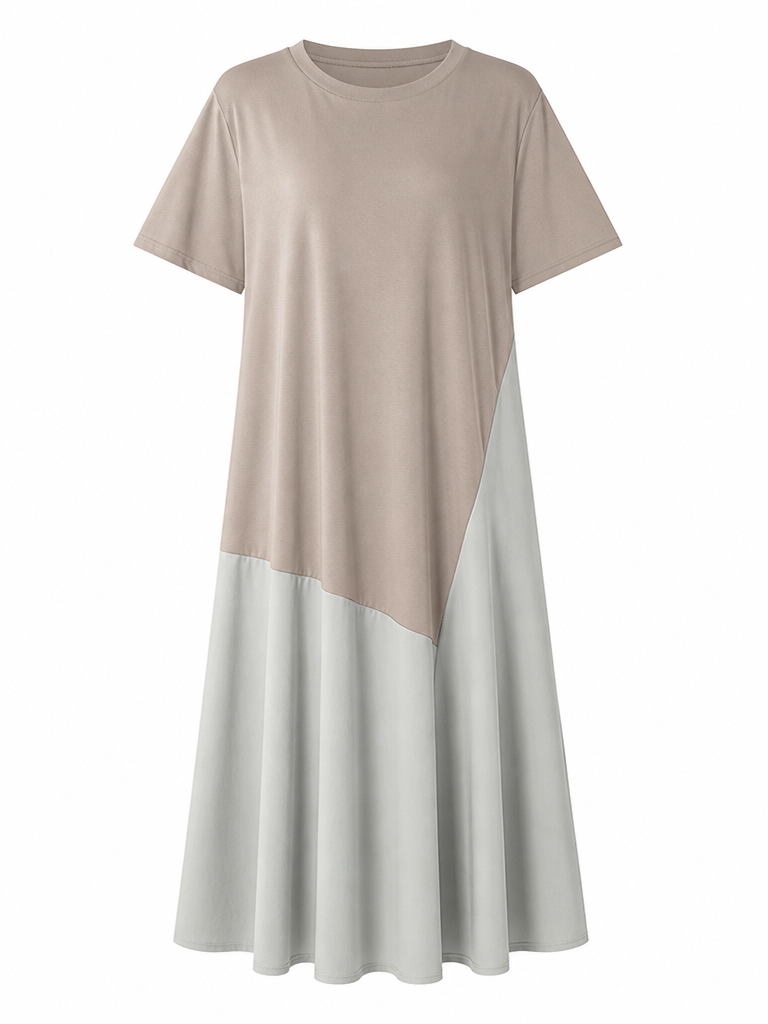 Grounded Cotton Patchwork Maxi Dress