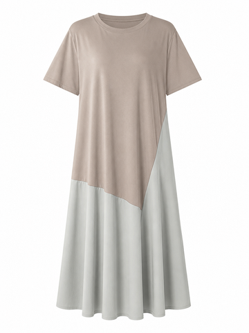 Grounded Cotton Patchwork Maxi Dress