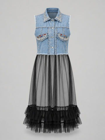 Audacious Pearl Mesh Vest Dress