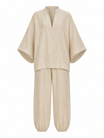Grounded Linen Loose Two-Piece Set