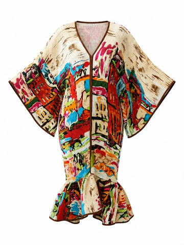 Wanderlust Pleated Patchwork Kaftan