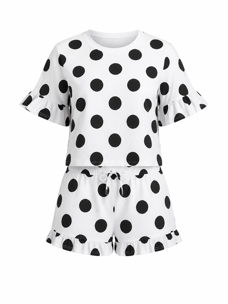 Vibrant Ruffled Polka Dot Set