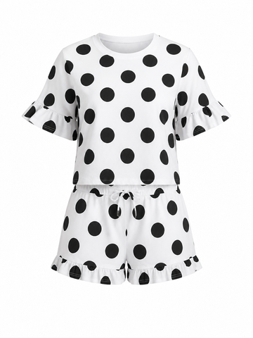 Vibrant Ruffled Polka Dot Set