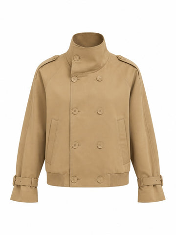 Confident Khaki Cropped Trench Coat