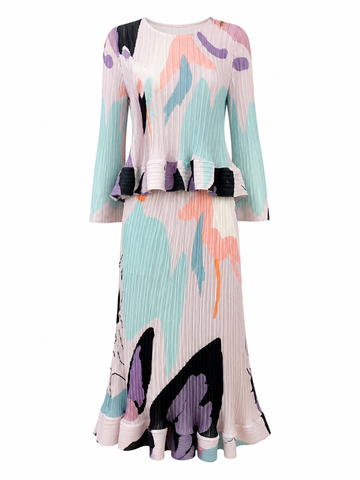 Free Spirit Pleated Printed Two-Piece Set