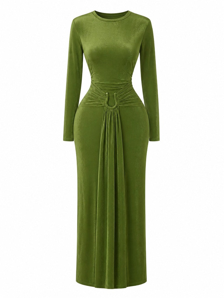 Confident Ruched Knit Maxi Dress