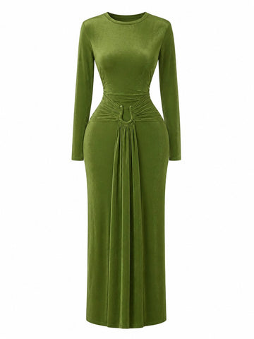 Confident Ruched Knit Maxi Dress