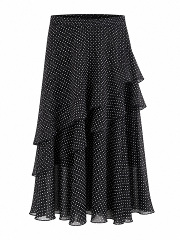 Graceful Polka Dot Ruffle Skirt