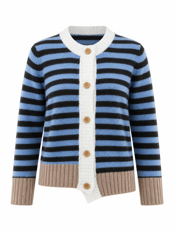 Spirited Colorblock Striped Knit Cardigan
