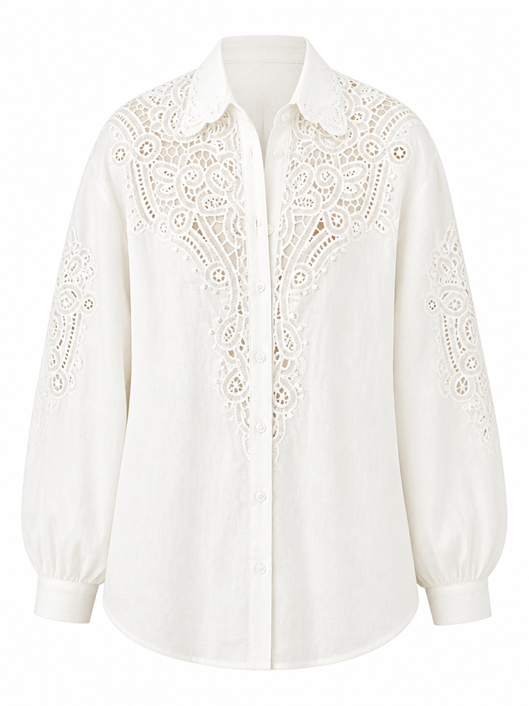 Ethereal Embroidered Linen Blouse