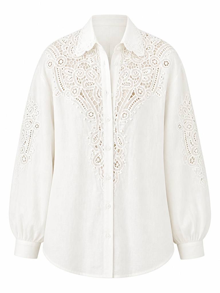 Ethereal Embroidered Linen Blouse