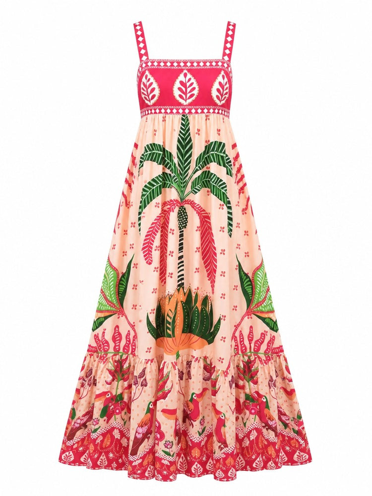 Wanderlust Printed Square Neck Maxi Dress