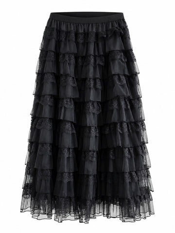 Ethereal Tiered Lace Maxi Skirt II