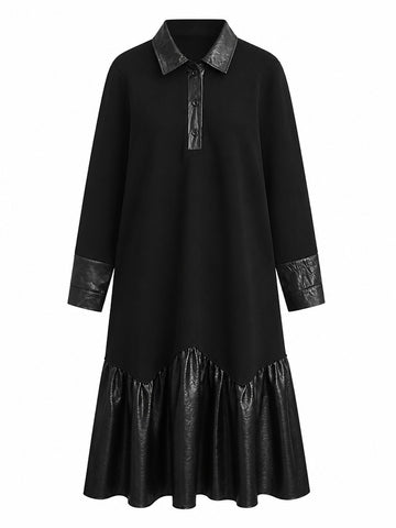 Audacious Black Leather Midi Dress
