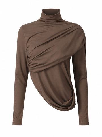 Elegant Draped Turtleneck Top