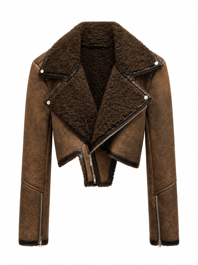 Daring Faux Shearling Cropped Jacket