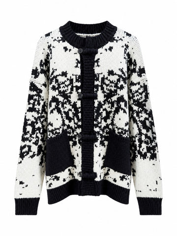 Distinctive Jacquard Knit Cardigan