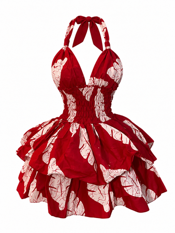 Vivacious Printed Ruffle Mini Dress