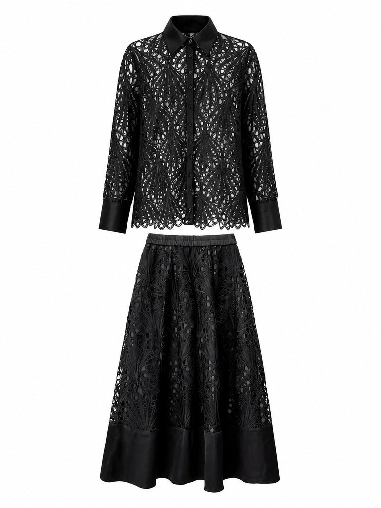 Audacious Black Lace Two-Piece Set