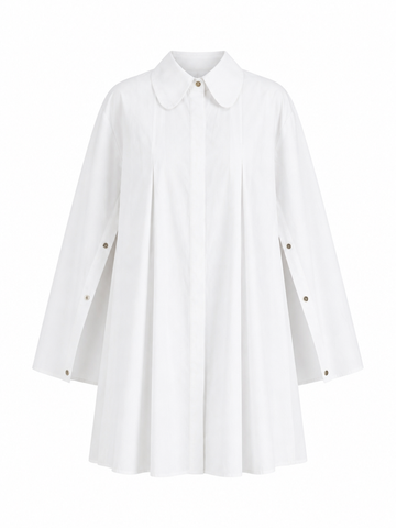 Graceful Cotton Pleated Shirt Dress