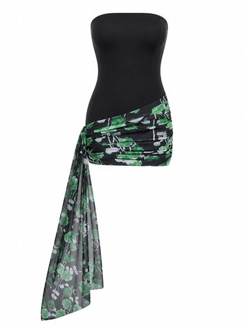 Radiant Floral Draped Mini Dress