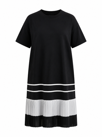 Confident Patchwork Pleated Maxi Dress