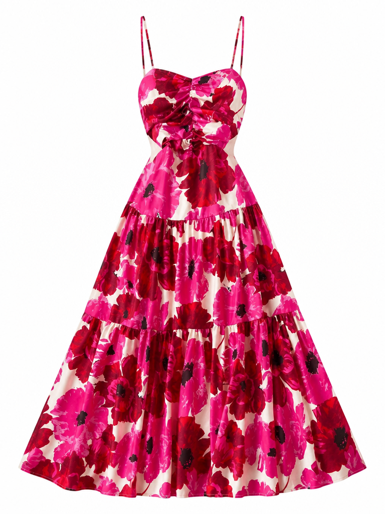 Vibrant Floral Tiered Cami Dress