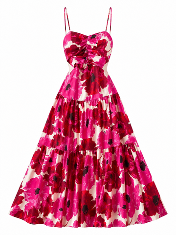 Vibrant Floral Tiered Cami Dress