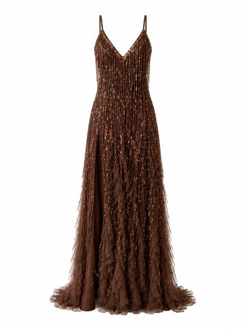 Divine Sequin Tulle Maxi Dress
