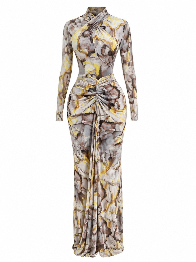 Fearless Draped Abstract Maxi Dress